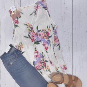 Faux Wrap Floral Blouse